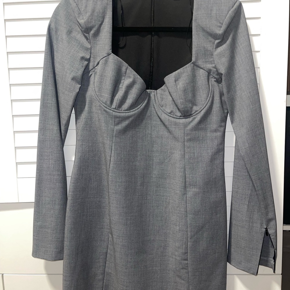 Zara Gray Long Sleeve Dress